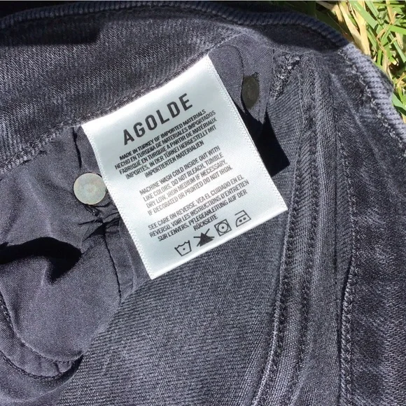 AGOLDE Sophie Mid Rise Black Ankle Skinny Jeans Distressed Hem Denim Size 27 - Picture 3 of 5